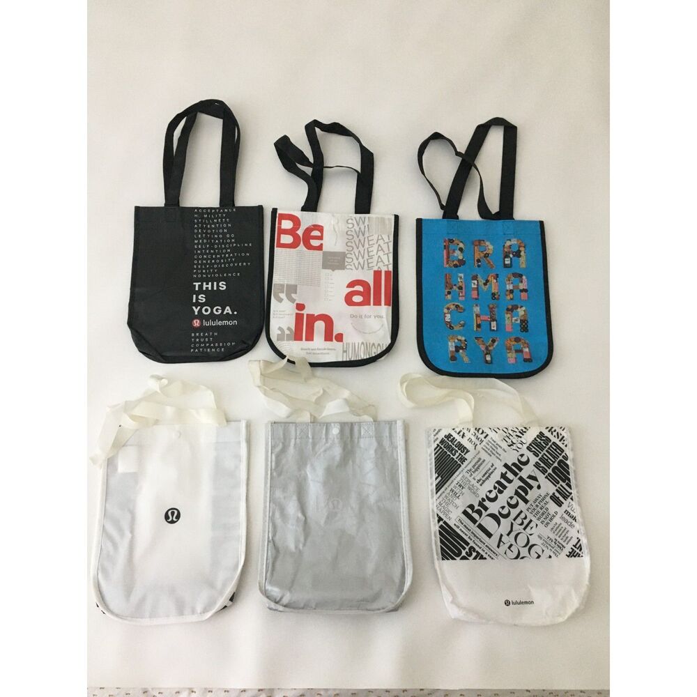 Lululemon Reusable Tote Bag Lot of 6 Yoga Gym Shopping Travel Totes